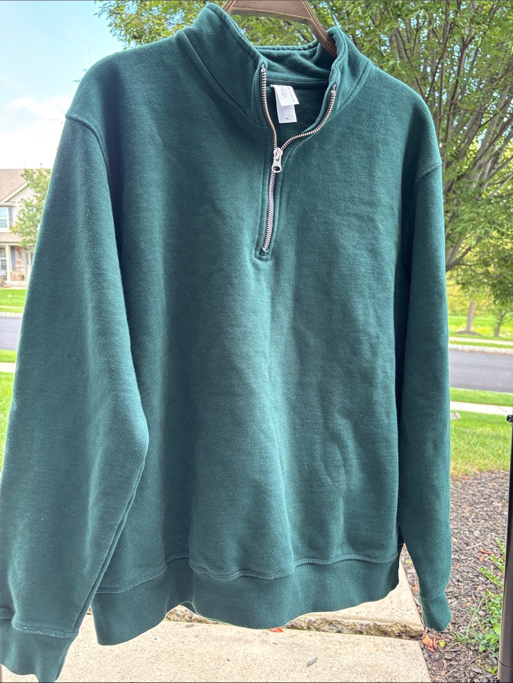 Unisex Quarter-Zip Pullover Sweater - Pine Green 💯Organic Cotton NWT size medium